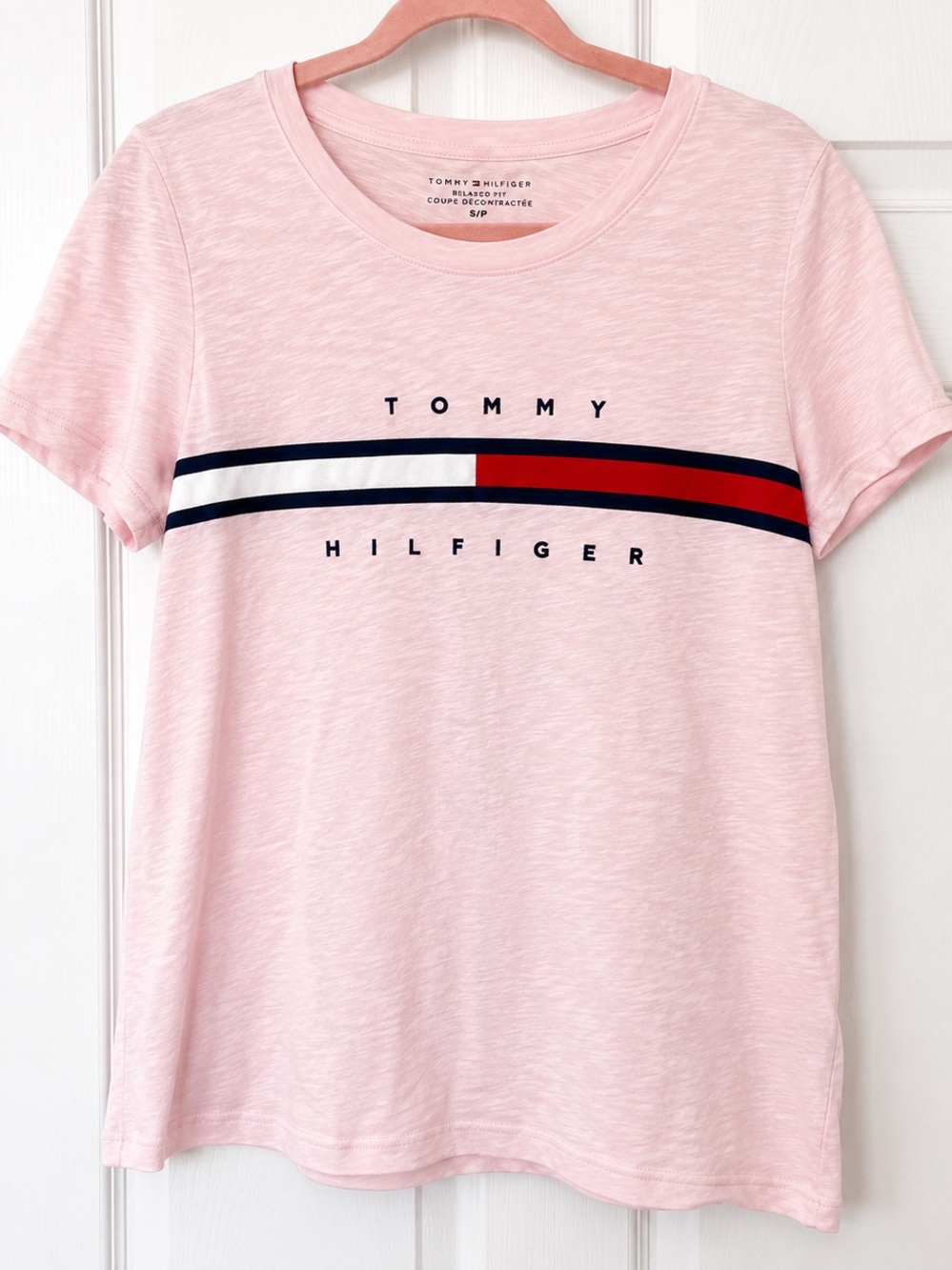Tommy Hilfiger Women’s Pink Logo Crewneck Tee